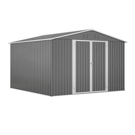 Lirago - 10x10 FT Outdoor Storage Shed All-Weather Metal Shed with Lockable Doors - Gray