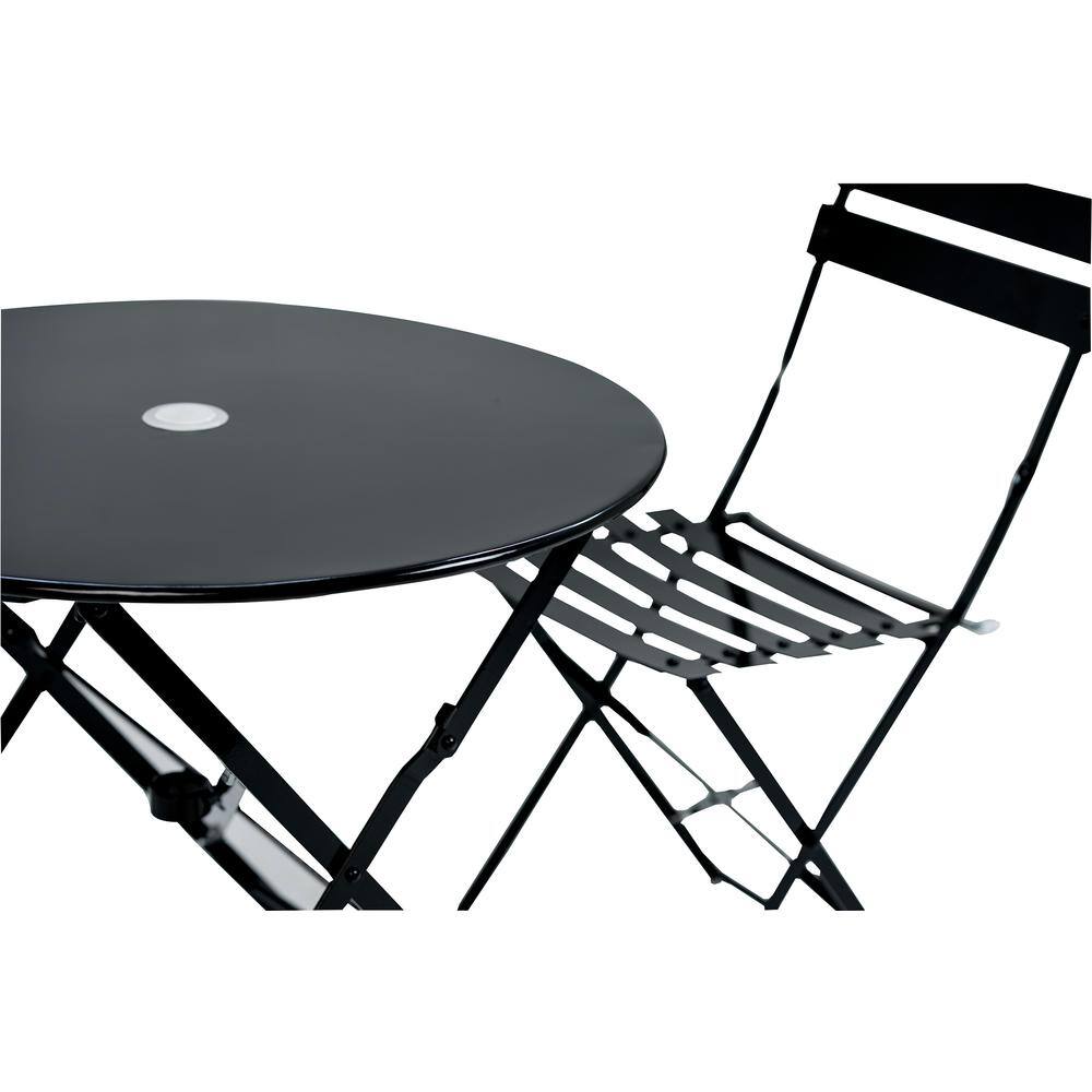 Left. Carolina Chair & Table - Bistro 30" Round Table Outdoor Set - Set of 3 - Black - Black.