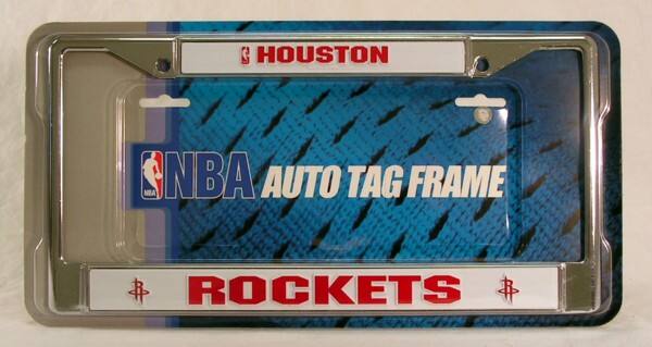 Houston Rockets Basketball - 12" x 6" Standard Size - Chrome Metal License Plate Frame