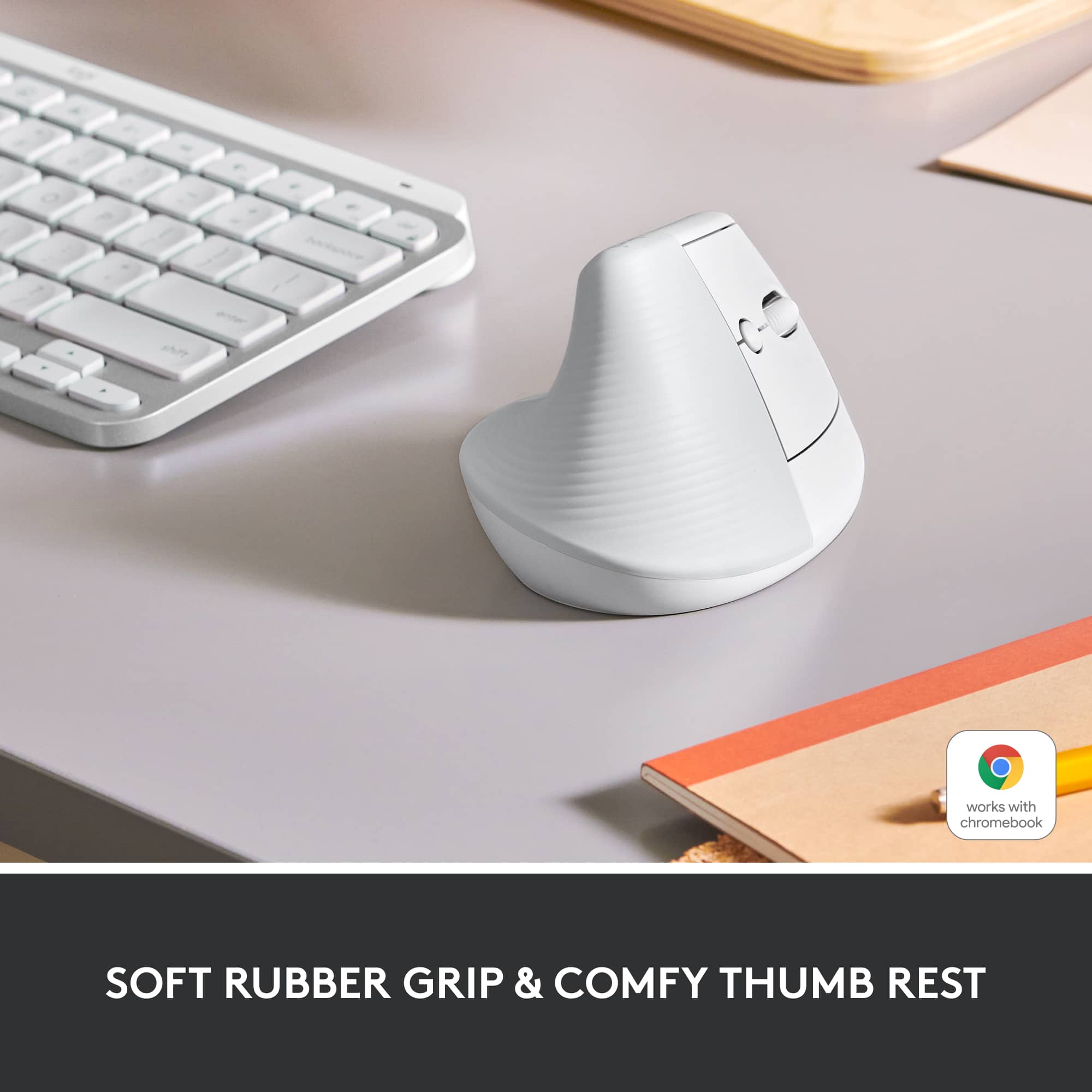 SOFT RUBBER GRIP & COMFY THUMB REST
works with chromebook
