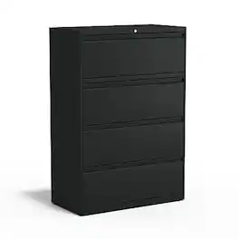 Staples - Commercial 4-Drawer Lateral File Cabinet, Letter/Legal Size, Lockable, 52.36"H x 36"W x 18.62"D, (60925/17454) - Black