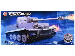 Airfix Quickbuild - Skill 1 Model Kit Tiger I Tank "German Army" Snap Together Painted Plastic Model Tank Kit 1/35 Scale - Gray