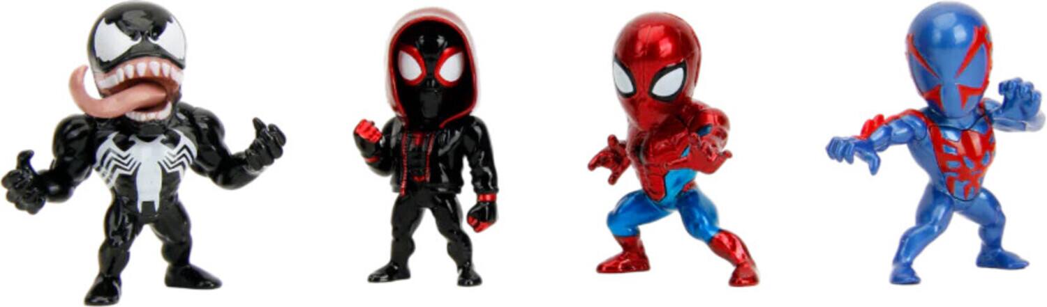 Jada Toys - Marvel - MetalFigs - 2.5" Spider-Man Diecast Figure 4-Pack (Spider-Man (Classic), Miles Morales (Hoodie) - Mulitcolor