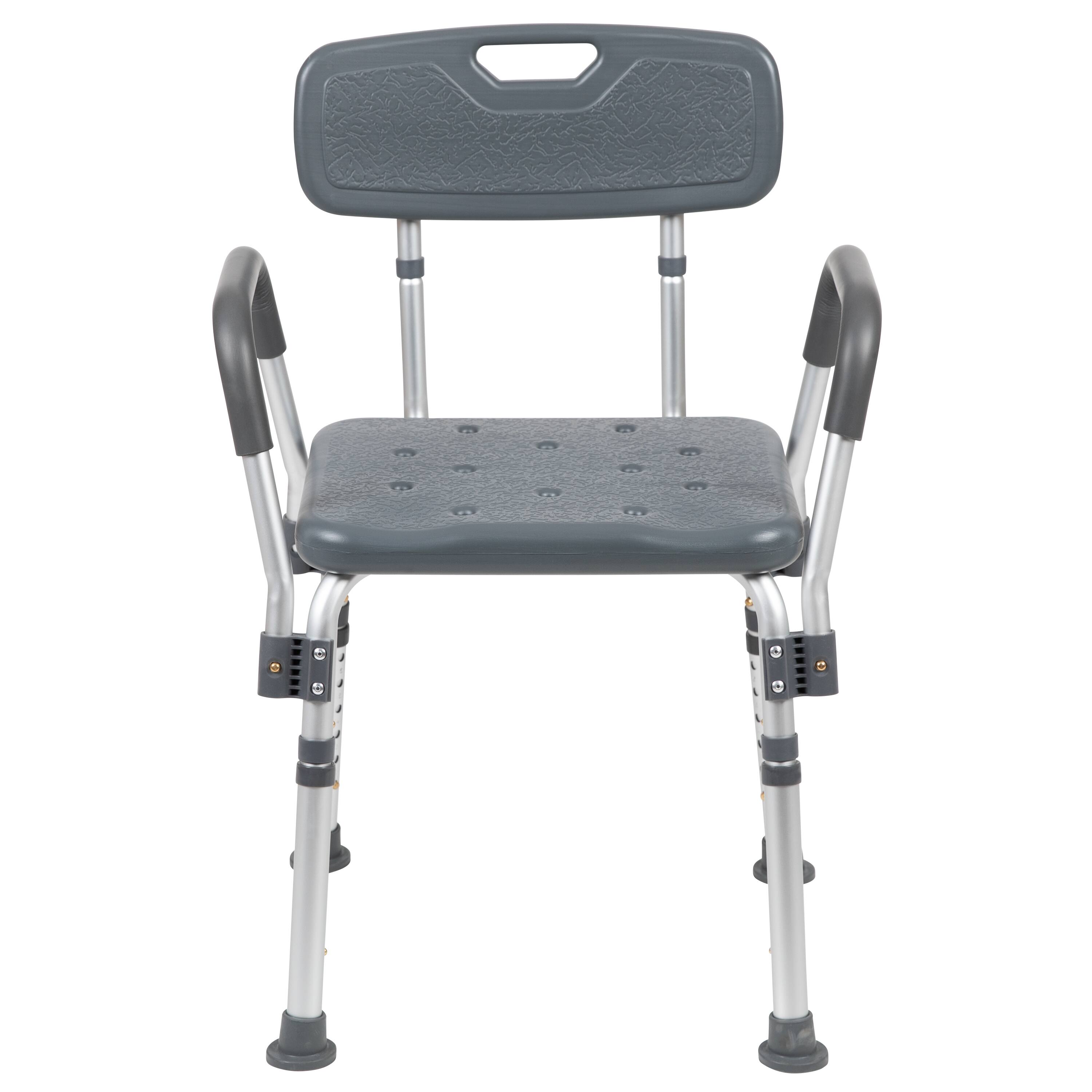 Alt View 8. Emma + Oliver - 300 Lb. Capacity Quick Release Back & Arm Shower Chair - Gray.