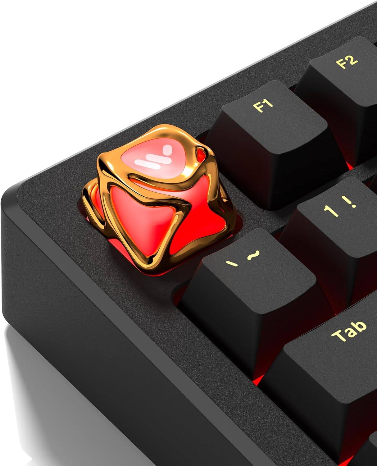 Alt View 1. Womier - 1U Metal Translucent Keycaps for Mechanical Keyboard,Transparent Keyboard caps Shine Through,only 1pcs - Gold.