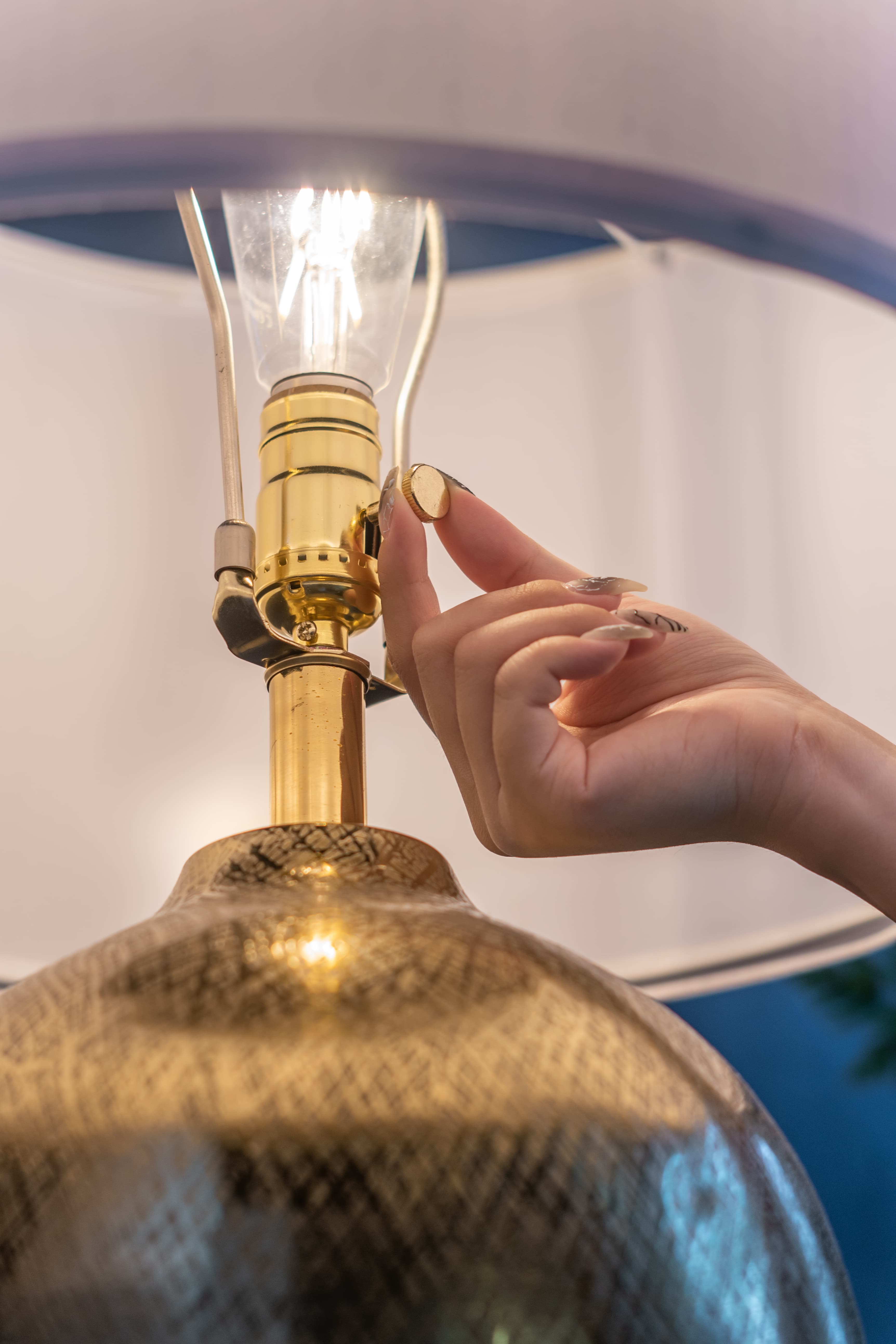 Alt View 9. Luckbyte - D18x31" Round Aluminum Gold Table Lamp White Fabric Shade Lamp Shade Assembly Required.