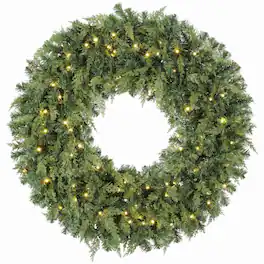 PULUZ - 36 inch Prelit Crestwood Spruce Artificial Christmas Wreath, Christmas Decor with Bow, LEDs, 8 Modes, Realistic Tips - Green