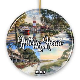 OrnamentallyYou - Hilton Head Island Christmas Ornament, South Carolina Coastal Resort Decoration Ver 2 - Multi-colored