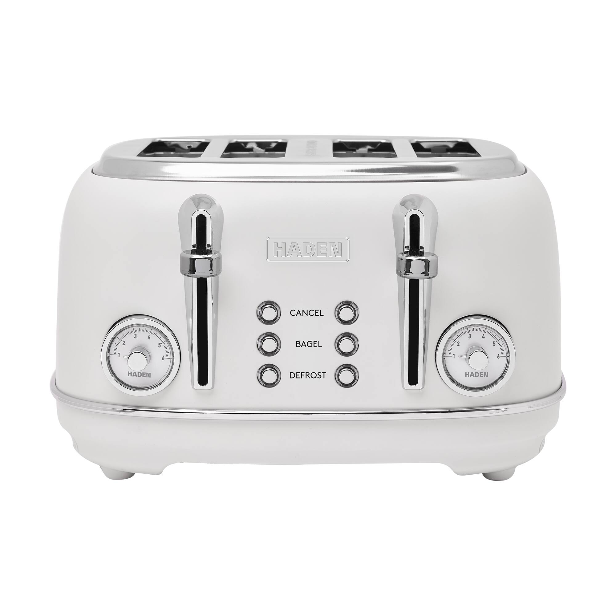 Haden - Chelsea Stainless Steel 4 Slice Toaster, Extra Wide Slots, Ivory & Chrome - Ivory / Chrome
