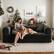 Front. Trinkets Crazed - 78.8" Boneless Couch 4-in-1 Corduroy Convertible Sleeper Sofa with Pull-Out Bed - black.