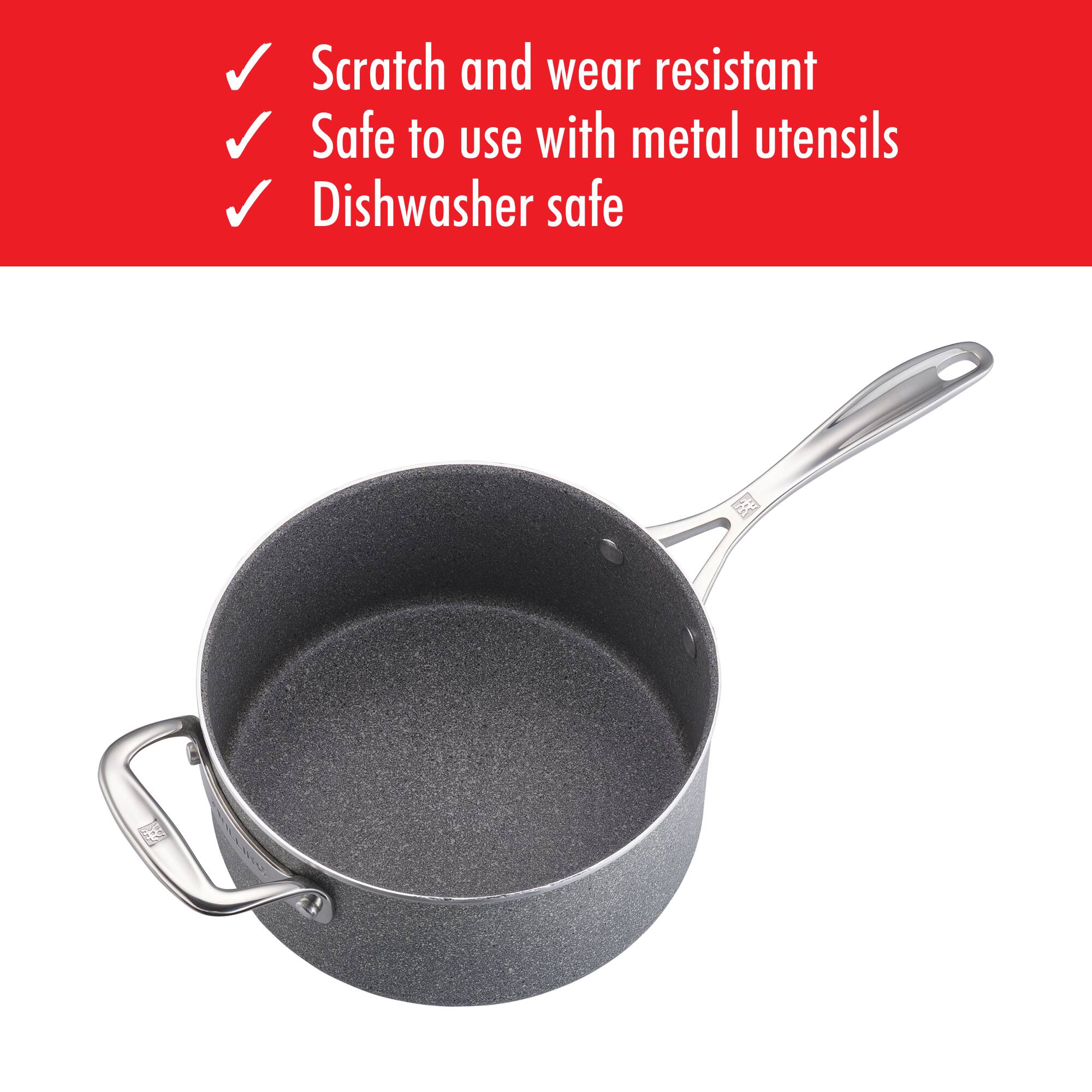 - Scratch and wear resistant
- Safe to use with metal utensils
- Dishwasher safe