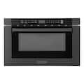 ZLINE - 24 in. 1.2 cu. ft. Built-in Microwave Drawer with a Traditional Handle - Black Stainless Steel