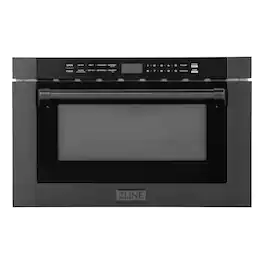 ZLINE - 24 in. 1.2 cu. ft. Built-in Microwave Drawer with a Traditional Handle - Black Stainless Steel