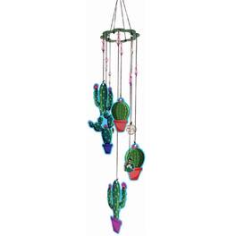 Spoontiques - Cactus Metal Wind Chime Outdoor Garden Décor Backyard and Patio Decoration 17 inch