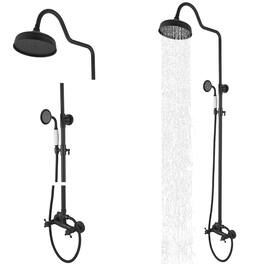 Dazzed Corner - Shower Kit with 8" Rainfall Head, Handheld Spray & Double Cross Knob - Matte Black