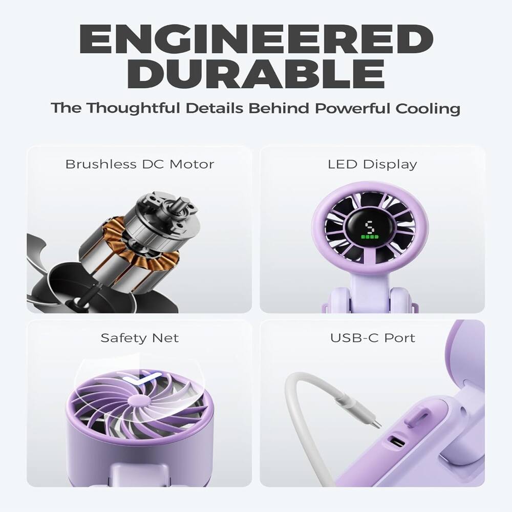 ENGINEERED DURABLE  
The Thoughtful Details Behind Powerful Cooling  
- Brushless DC Motor  
- LED Display  
- Safety Net  
- USB-C Port