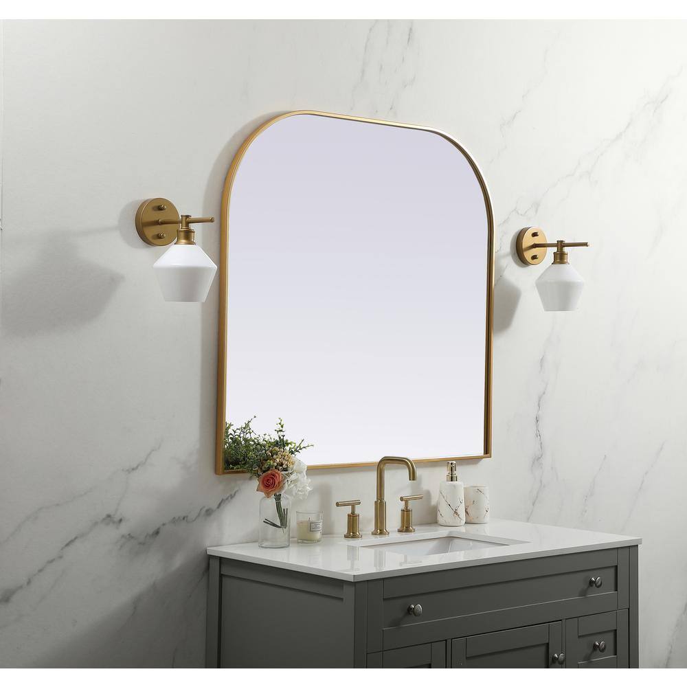 Alt View 7. Elegant Decor - Metal Frame Arch Mirror 40x38 Inch in Brass - Brass.