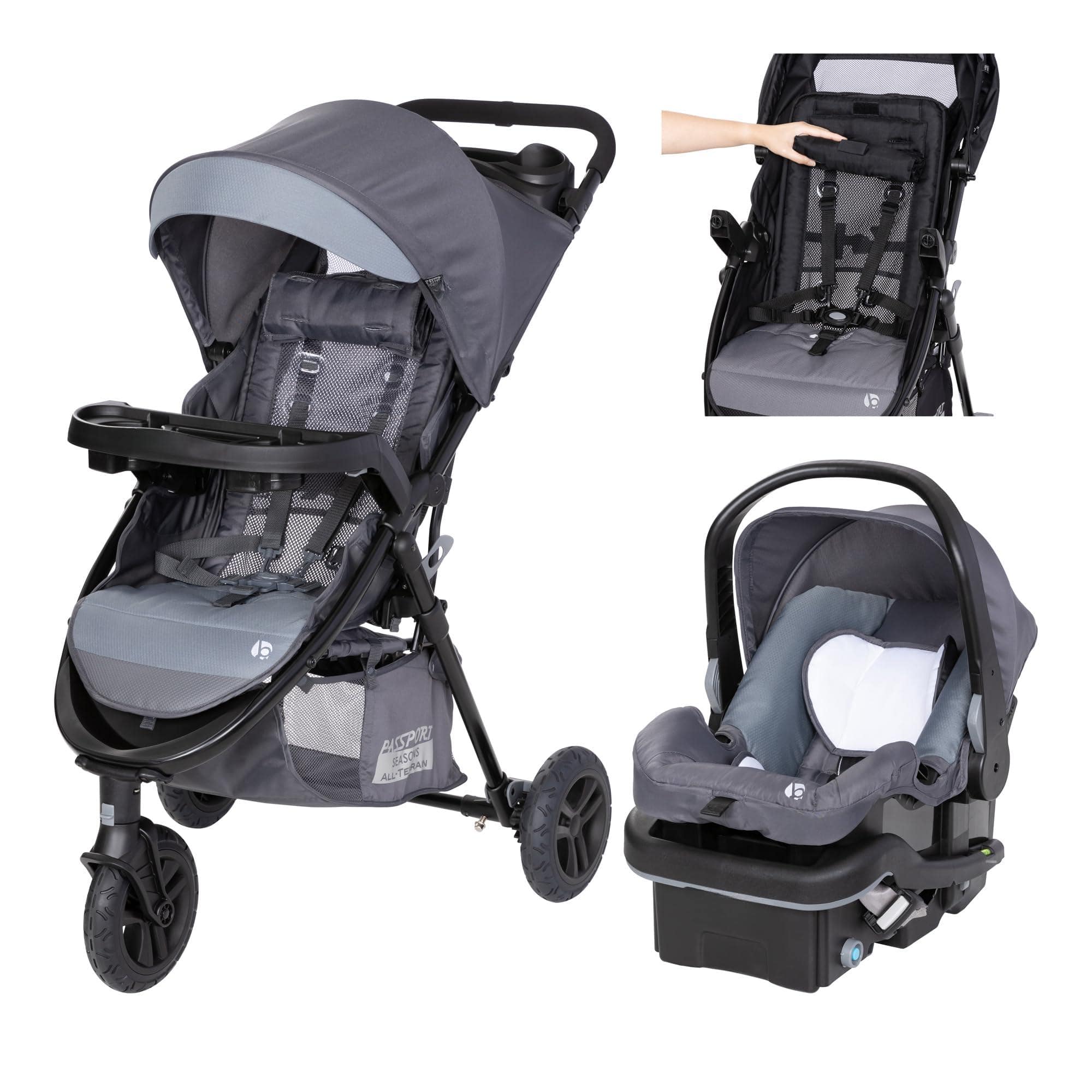 Reds Spade - Passport Cargo Travel System With Ez lift Plus Car Seat Pink - Dash Grey Seasons Travel System