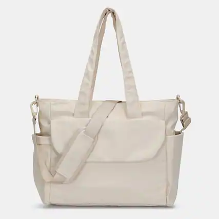 Front. Hynes Eagle - Motion All-in-One Diaper Tote - Soft Sand.