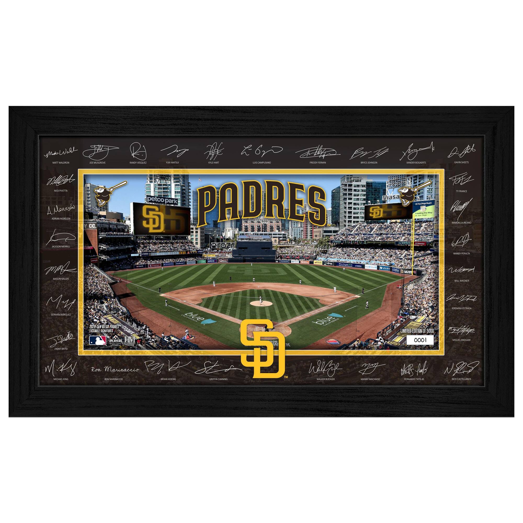 Sure, here is the corrected and grouped text from the image:

---

**PADRES**

**Petco Park**

**LIMITED EDITION #0001**

---

**Signatures:**

- Matt Kemp
- Will Venable
- Cameron Maybin
- Chris Denorfia
- Jesus Guzman
- Tony Gwynn
- Adrian Gonzalez
- Chase Headley
- Matt Kemp
- Josh Johnson
- Greg Hand
- Matt Kemp
- Matt Kemp
- Matt Kemp
- Matt Kemp
- Matt Kemp
- Matt Kemp
- Matt Kemp
- Matt Kemp
- Matt Kemp
- Matt Kemp
- Matt Kemp
- Matt Kemp
- Matt Kemp
- Matt Kemp
- Matt Kemp
- Matt Kemp
- Matt Kemp
- Matt Kemp
- Matt Kemp
- Matt Kemp
- Matt Kemp
- Matt Kemp
- Matt Kemp
- Matt Kemp
- Matt Kemp
- Matt Kemp
- Matt Kemp
- Matt Kemp
- Matt Kemp
- Matt Kemp
- Matt Kemp
- Matt Kemp
- Matt Kemp
- Matt Kemp
- Matt Kemp
- Matt Kemp
- Matt Kemp
- Matt Kemp
- Matt Kemp
- Matt Kemp
- Matt Kemp
