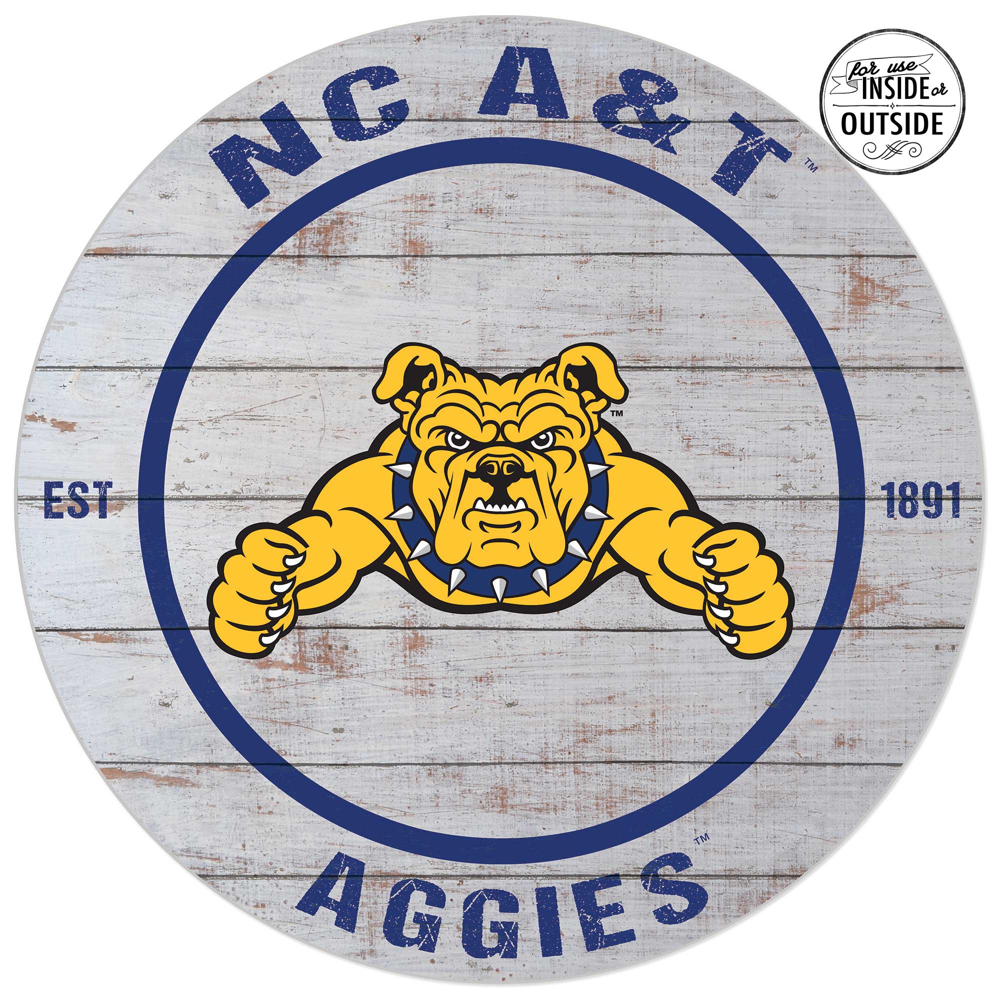 North Carolina A&T Aggies 20'' x 20'' Indoor/Outdoor Weathered Circle Sign