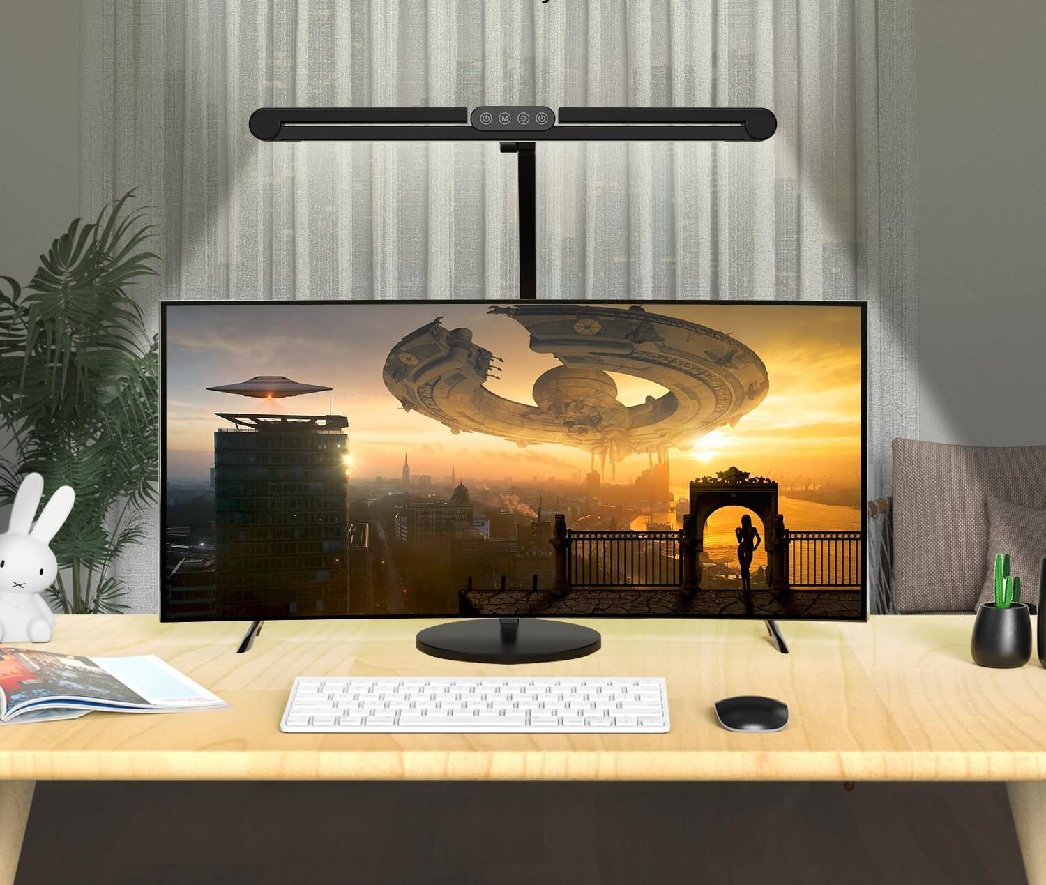 Alt View 3. FINEAK - Architect LED Desk Lamp-Eye-Care, Adjustable, Remote Control - Dark Black.