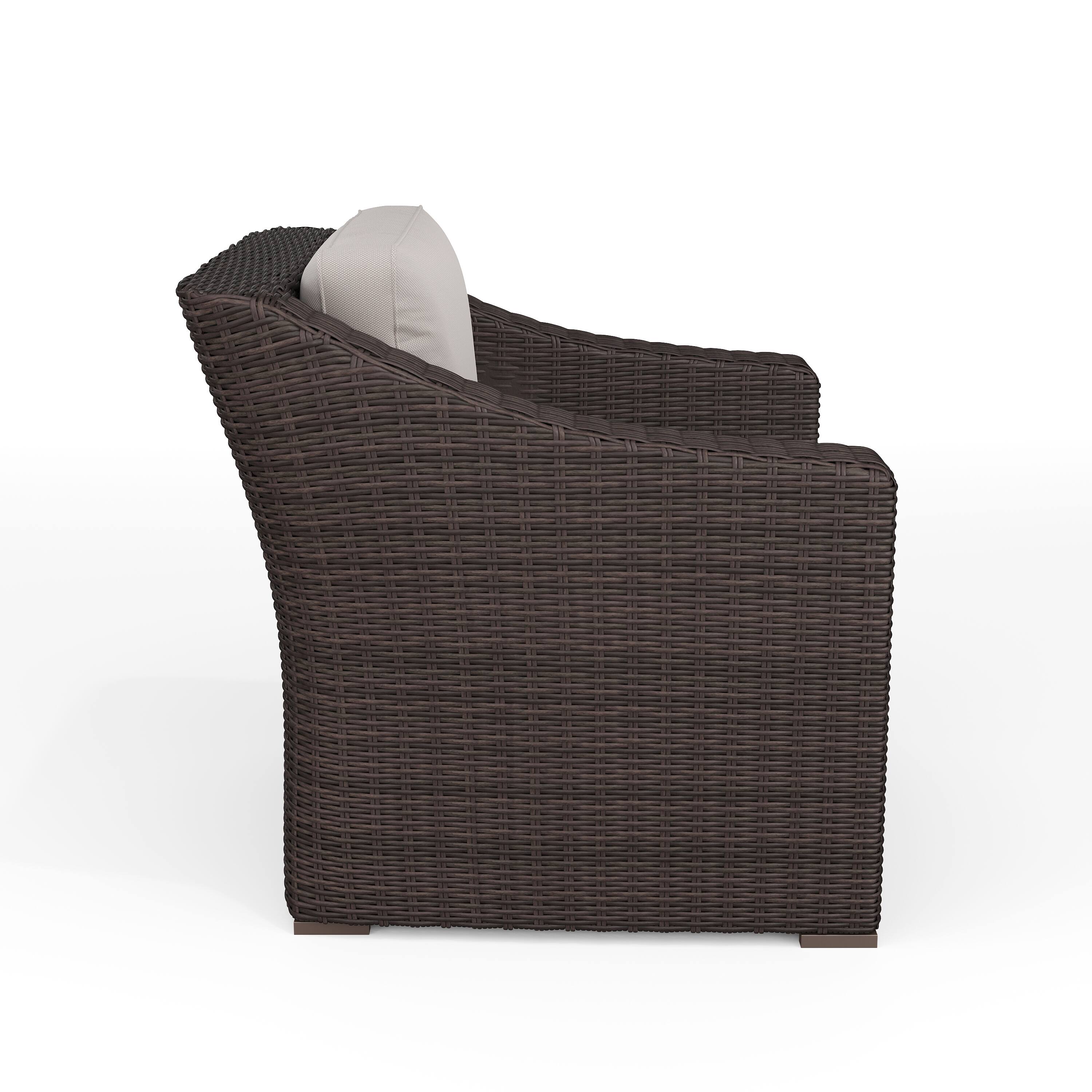 Alt View 8. Martha Stewart - Bedford Outdoor Rattan Wicker Accent Chair with All-Weather Cushions - Tan Cushions/Brown Frame.