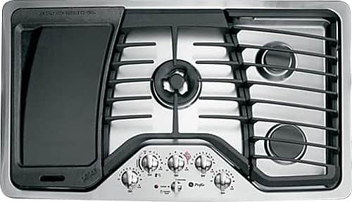 GE - Profile 36" Built-In Gas Cooktop - Stainless/Stainless look - Larger Front