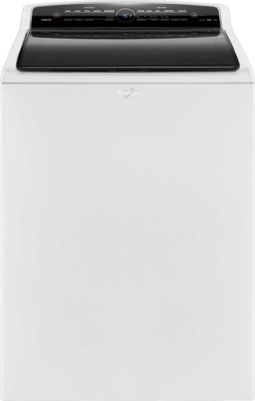Front. Whirlpool - Cabrio 4.8 Cu. Ft. 26-Cycle High-Efficiency Steam Top-Loading Washer - White.