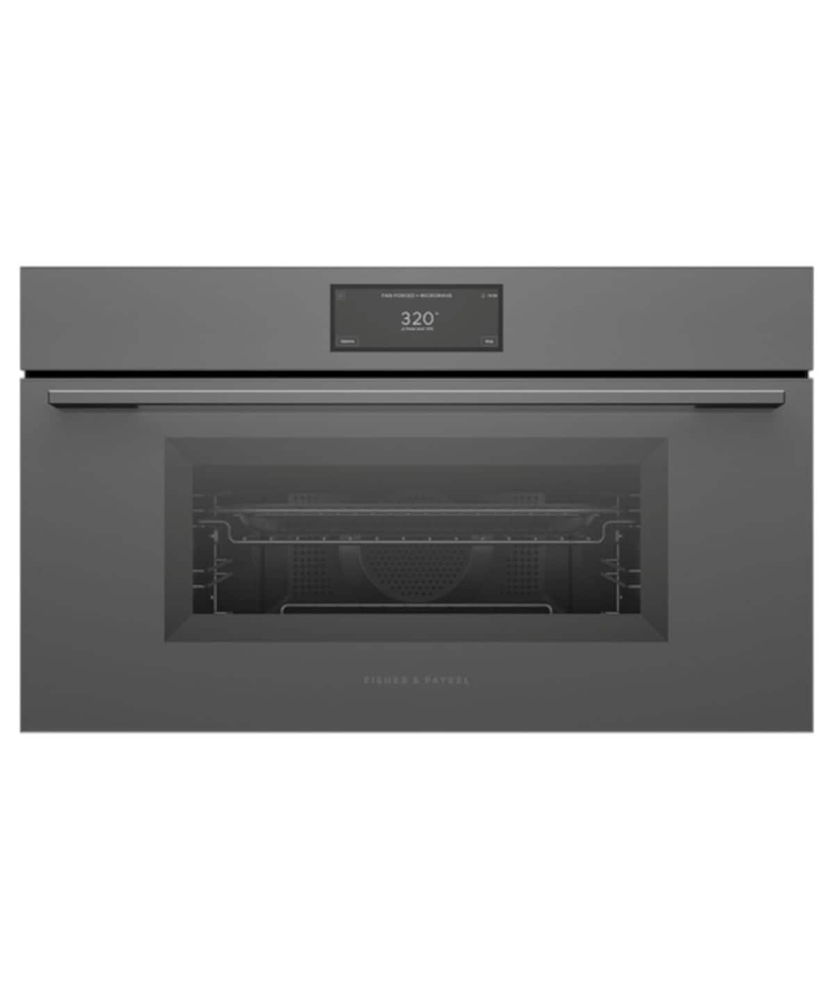 Fisher & Paykel - 30" 1.7 Cu. Ft. Single Convection Speed Oven, 6.8" Touchscreen - Compact - Minimal Grey - Gray