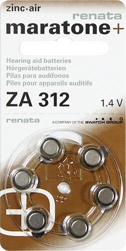 Front Standard. Focus Ear - Size 312 Hearing Aid Batteries (6-Pack).