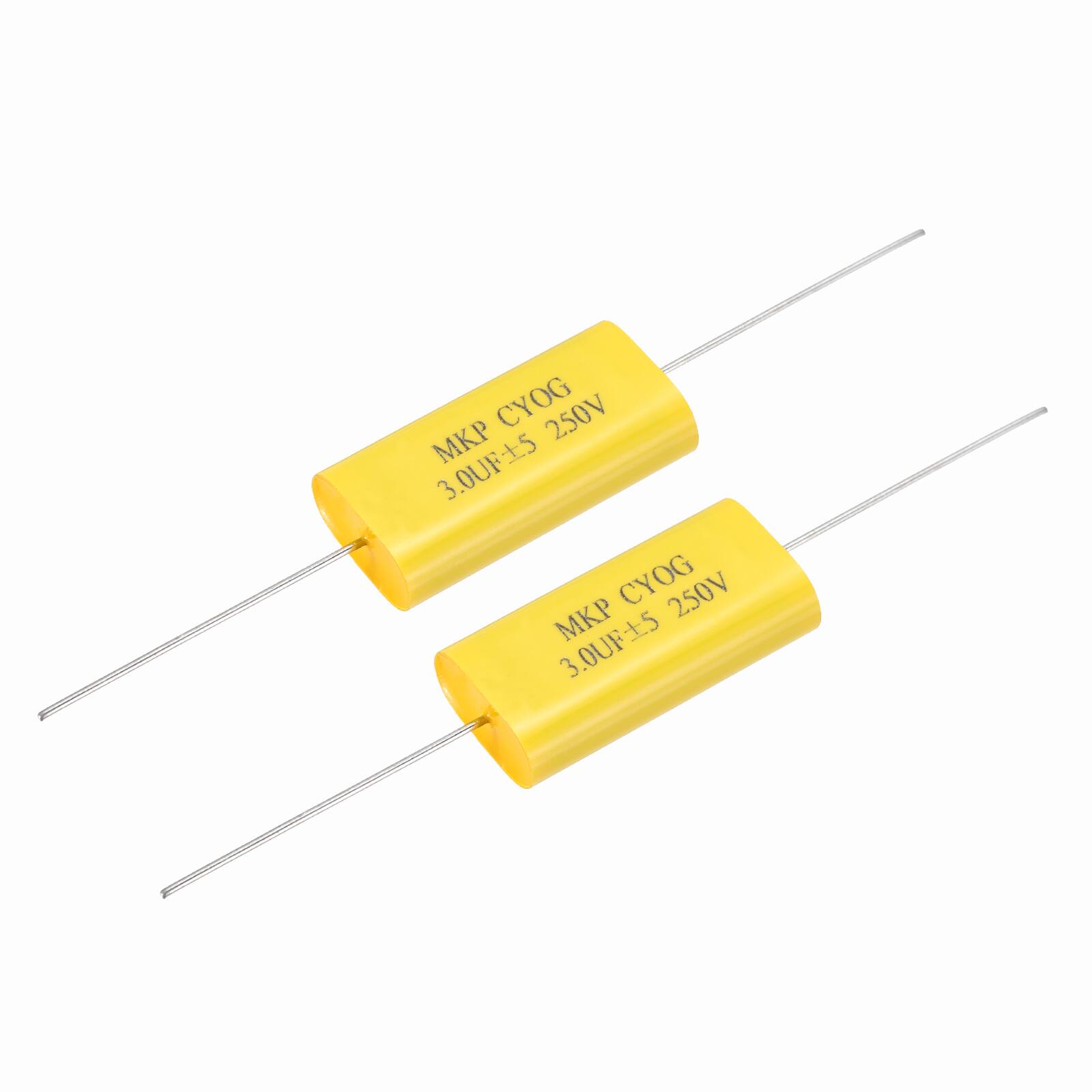 Unique Bargains - 2pcs 3uF Frequency Divider Capacitor, 250V Audio Speaker Crossover Non-Polarity Polypropylene MKP Film Capacitor - Yellow price history on PriceWatchPro