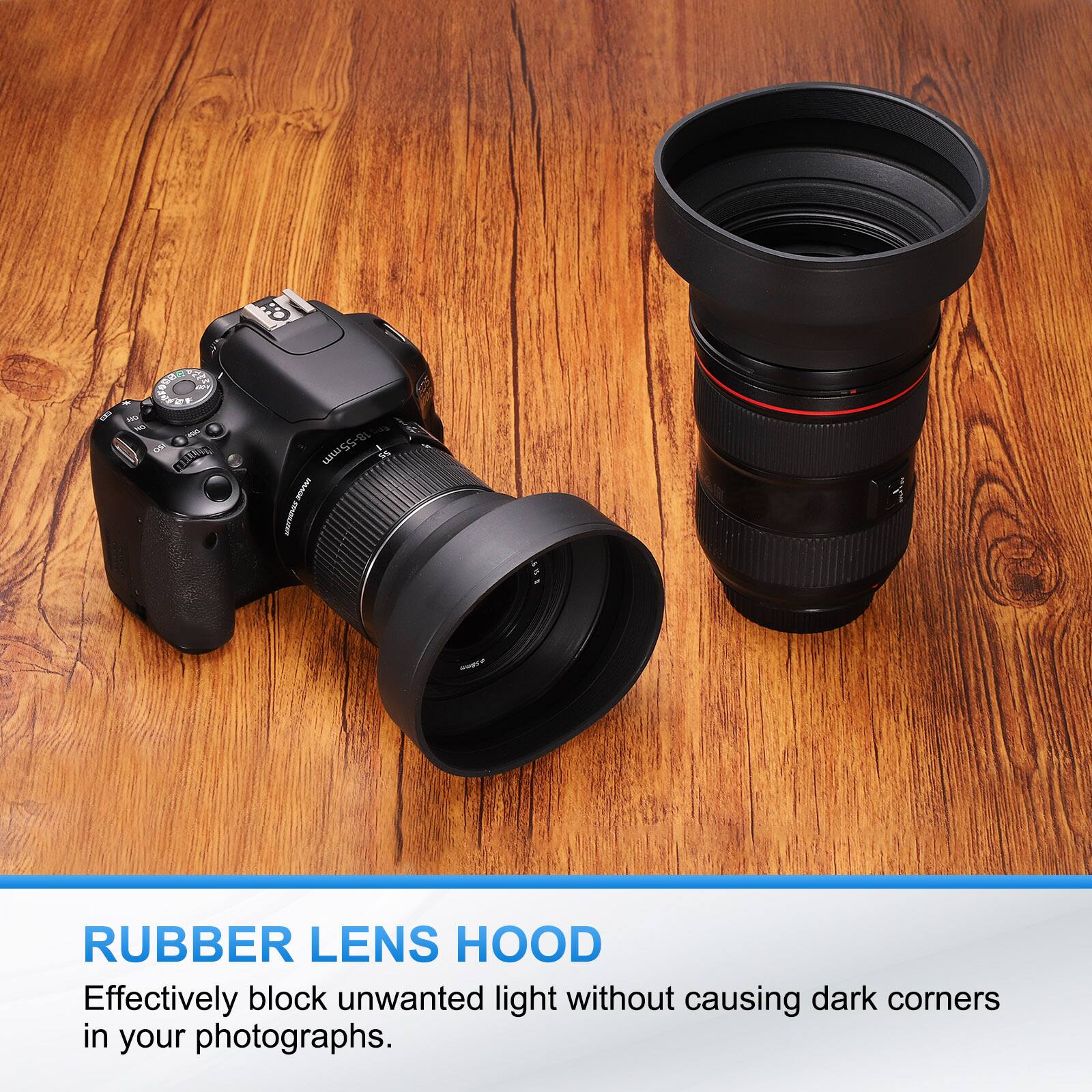 RUBBER LENS HOOD

Effectively block unwanted light without causing dark corners in your photographs.
