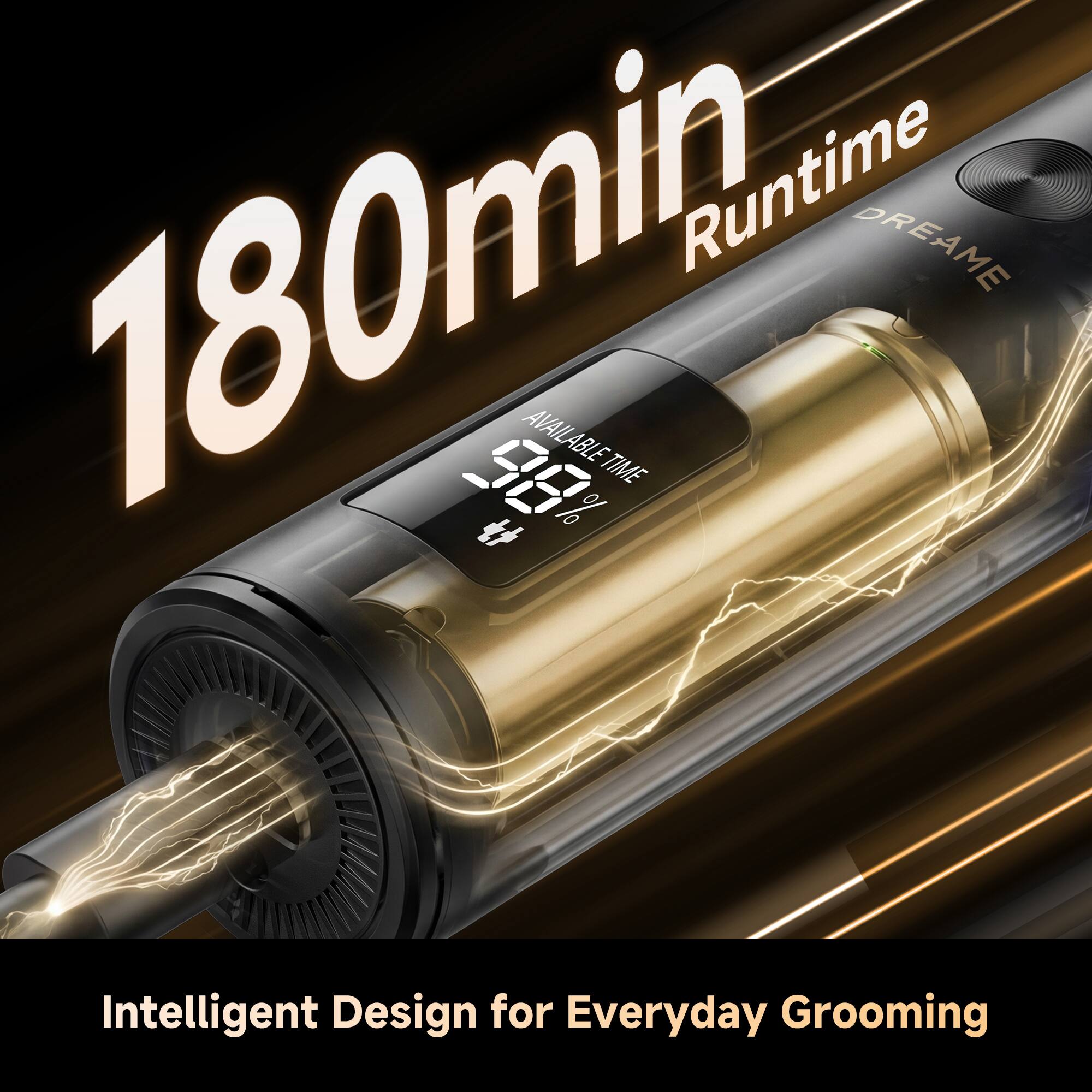180min Runtime  
DREAM  
Available Time: 92%  
Intelligent Design for Everyday Grooming