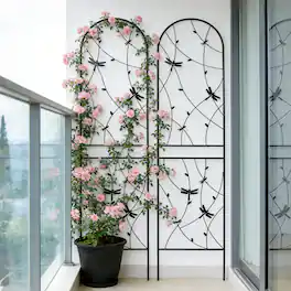 Loheer - 2 Pack 7.2 ft x 1.6 ft Metal Garden Trellis for Climbing Plants
