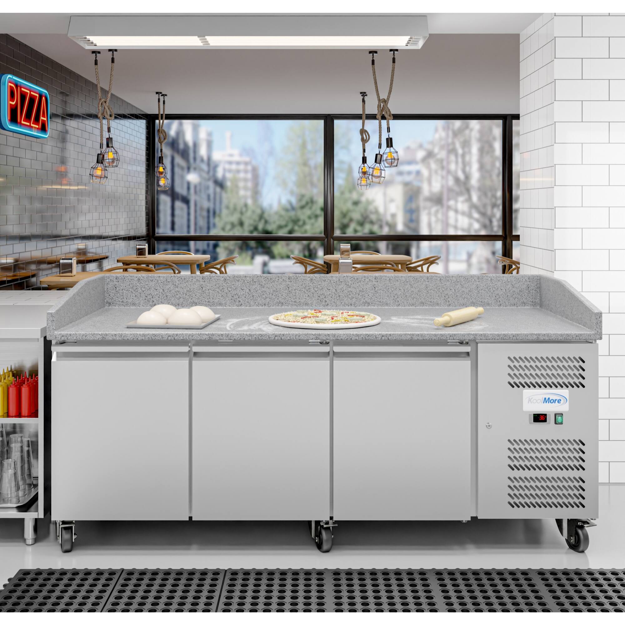Koolmore 79 in. Three Door Commercial Granite Top Refrigerated