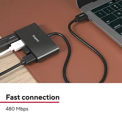 Device Tech Staples Staples TECH 4 Port USB 2.0 Hub Black ST62379 - Best Buy
