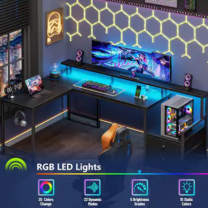 Fopan 01 00 RGB LED Lights
20 Colors Change
22 Dynamic Modes
5 Brightness Grades
10 Static Colors