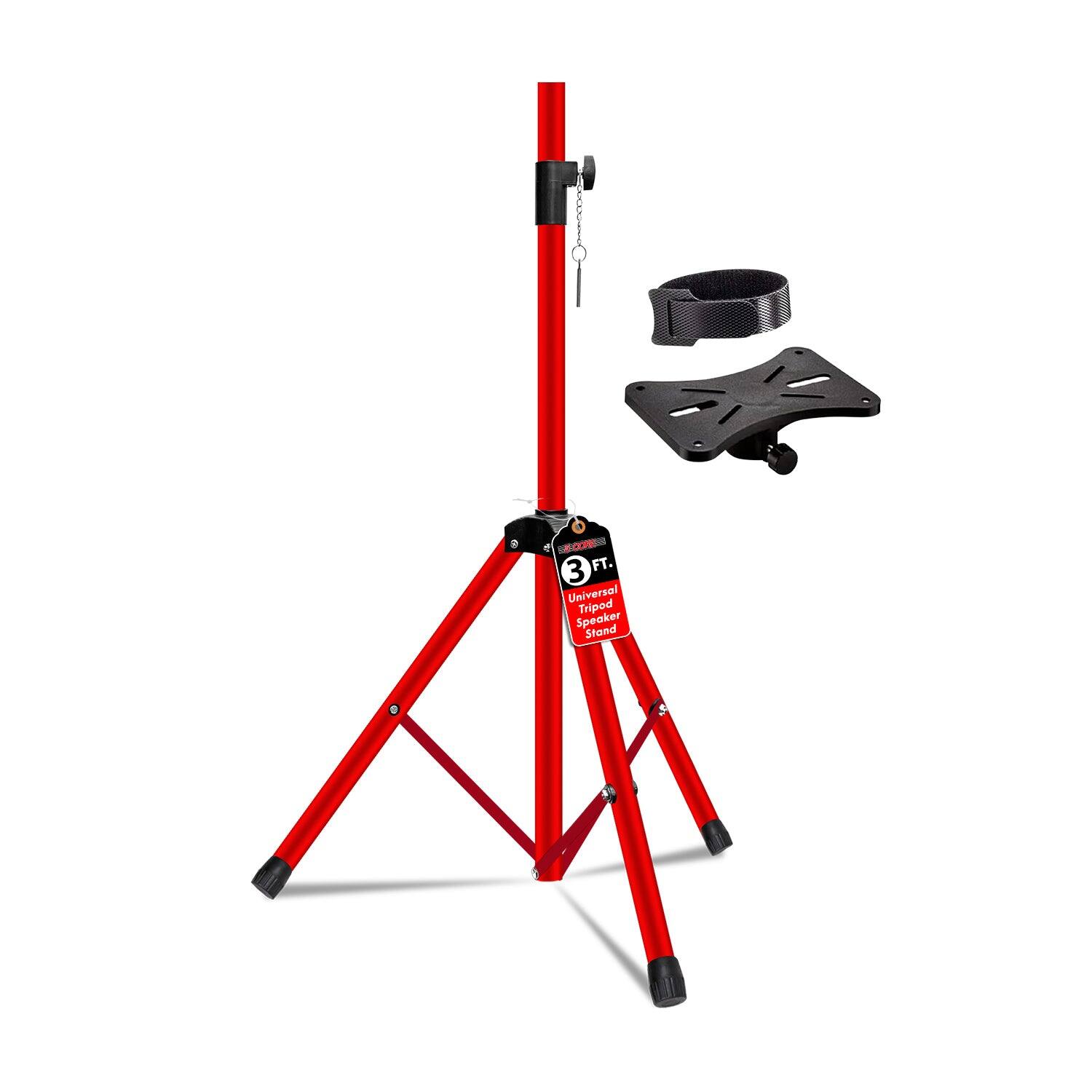 5 CORE - Speaker Stand Adjustable 31 to 36" PA DJ Tripod Stands Heavy Duty w 35mm Insert 132 Lbs - Red