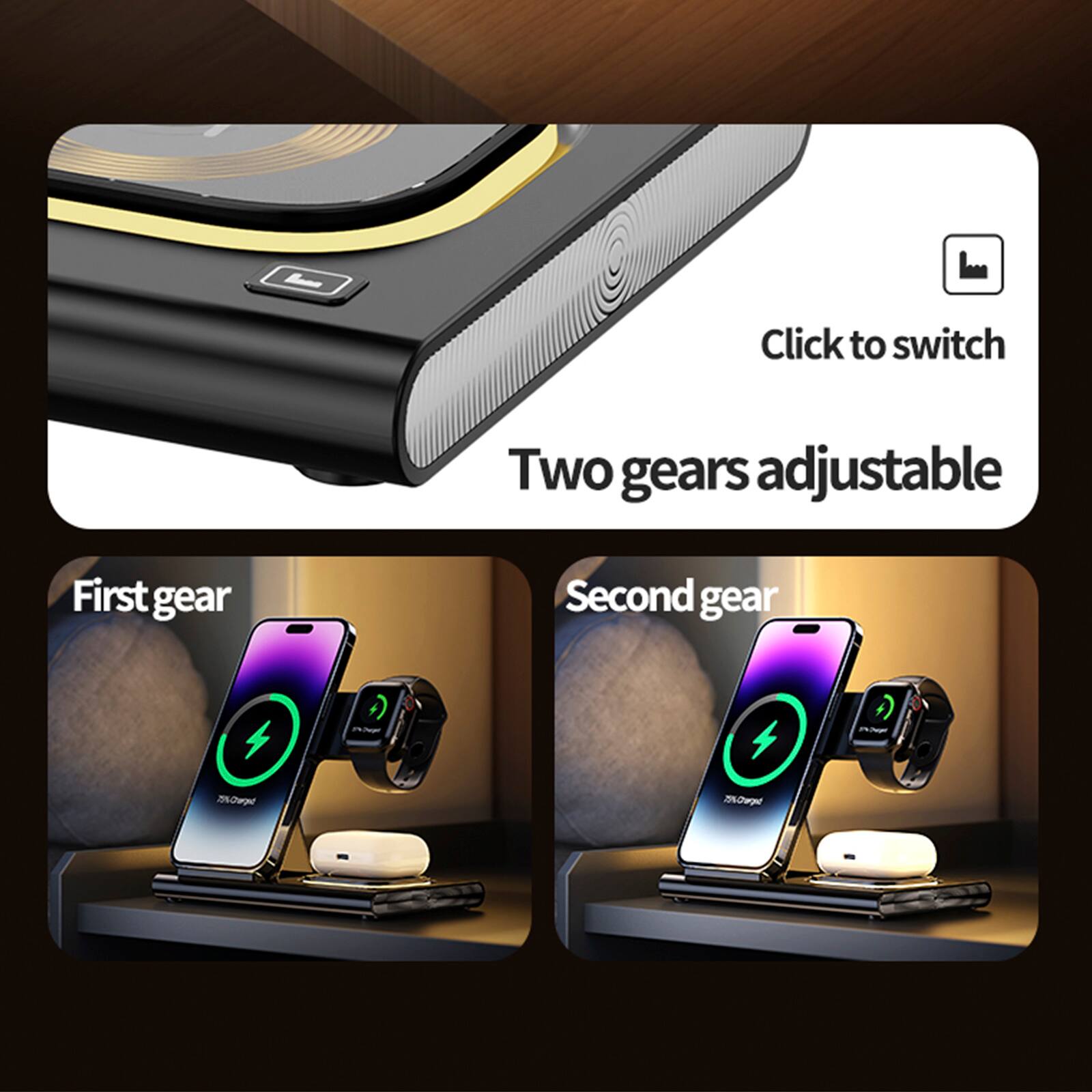 Click to switch  
Two gears adjustable  
First gear  
Second gear  
750w