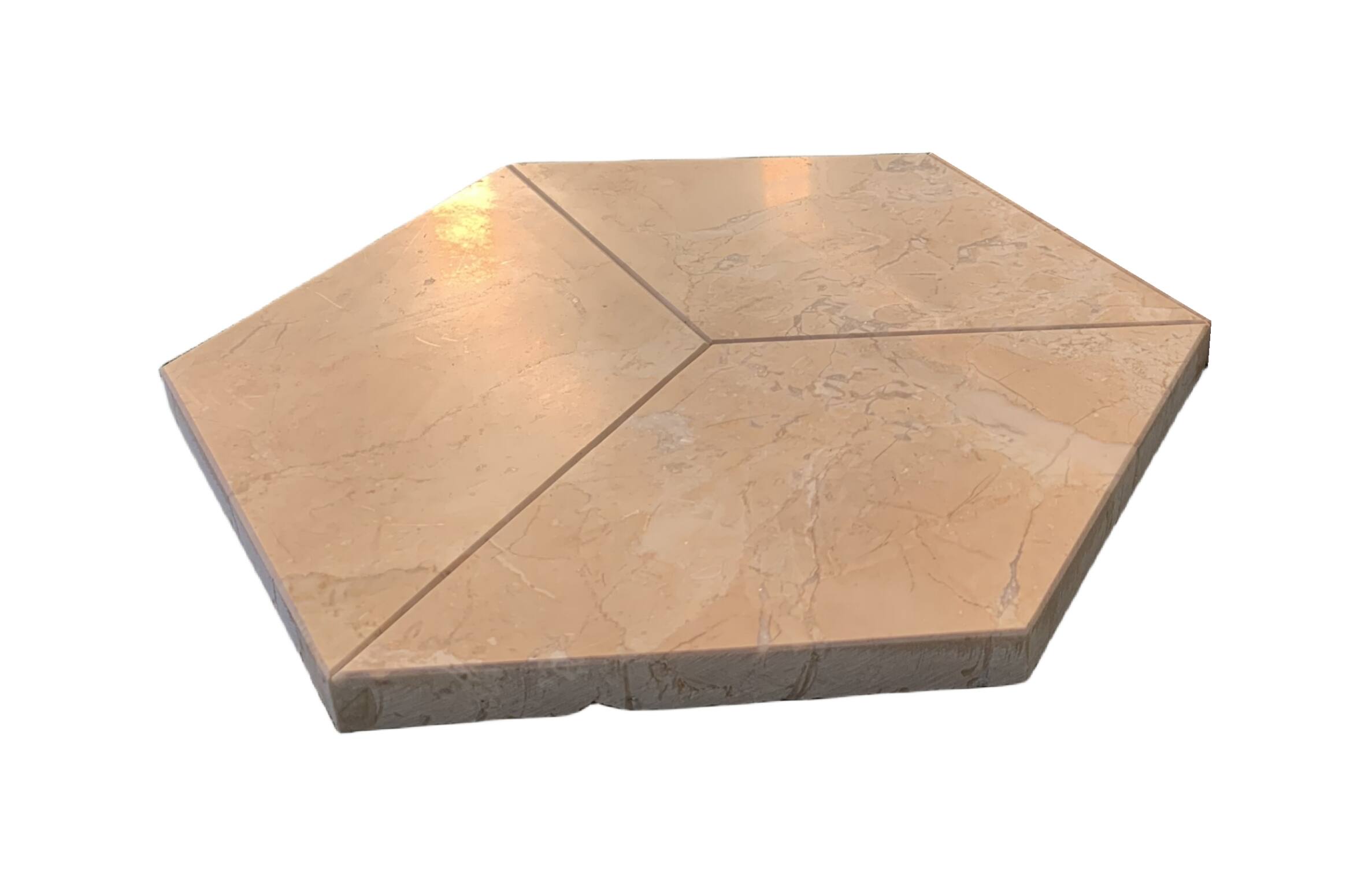 Back. APRILSOUL - Hexagon Gold Yellow Beige Natural Marble Tiles Polished - White.
