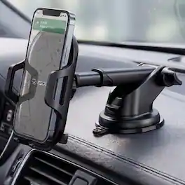 Esoulk - Easy to Use One Touch Universal Windshield & Dashboard Mount Mobile Phone Holder - Black