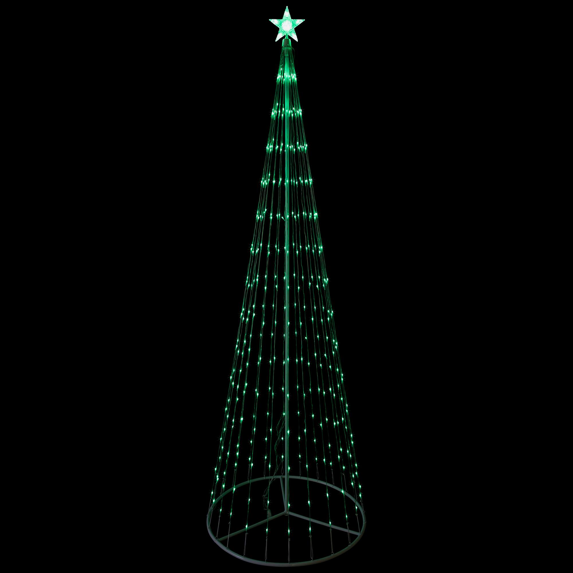 Alt View 2. Northlight - Lighted LED Multi-Function Outdoor Christmas Cone Tree - 9' - Green Lights - White.