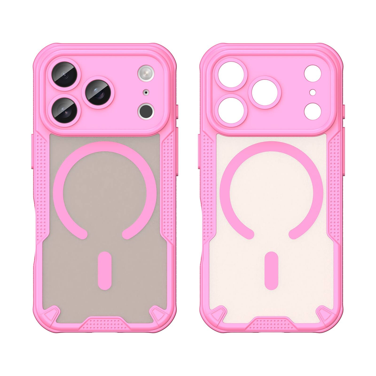 Alt View 5. UUCOVER - Magnetic Case for Apple iPhone 18 Pro Compatible with MagSafe, Raised Edge Shockproof Translucent Frosted Back Cover - Pink.