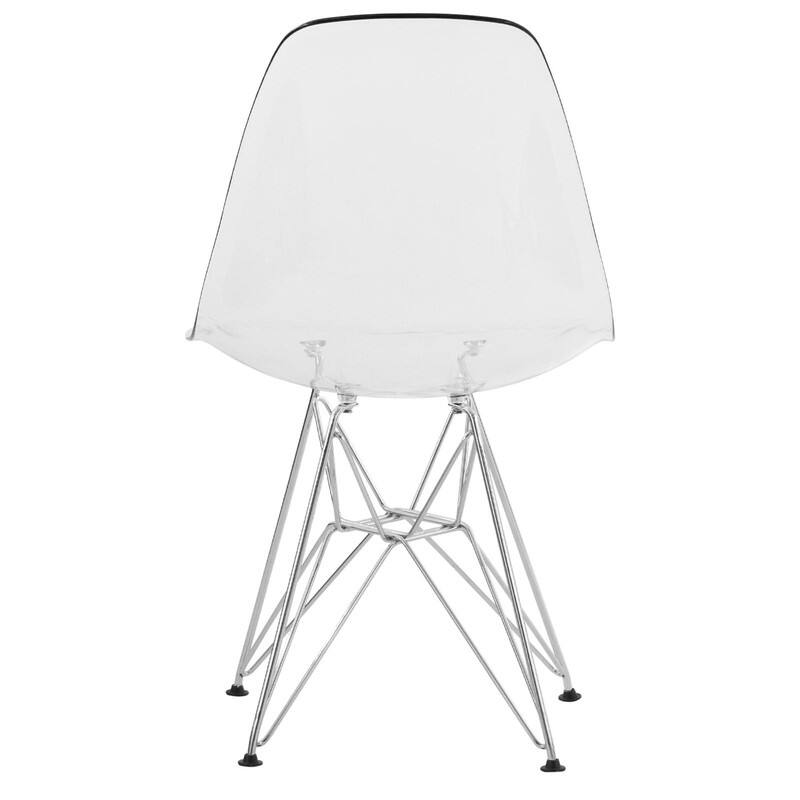Alt View 1. LeisureMod - Cresco 2-Pieces Acrylic Dining Chair with Curved Back and Chrome Eiffel Legs - Clear.