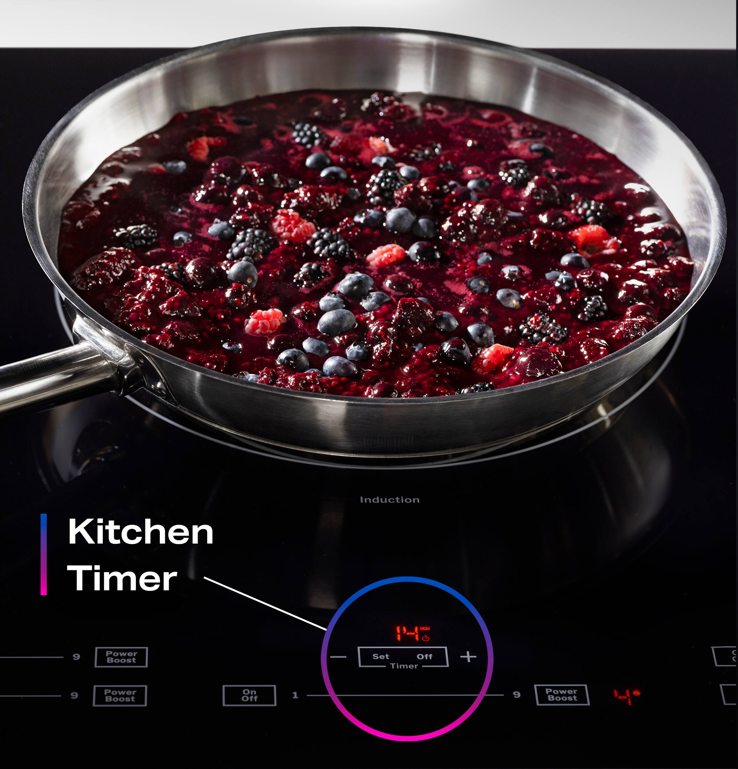 Kitchen Timer Induction Power Boost I-3  
Set 110 Timer + UV Power Boost On 110  
1 e Power Boost