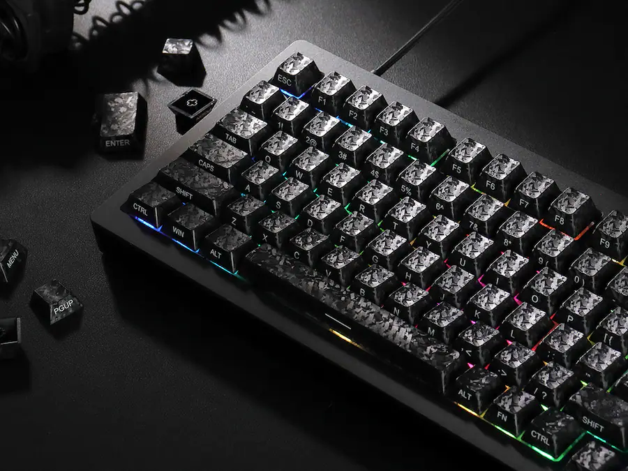 Womier ABS Keycaps, 109 Key Carbon Fiber Patterned Transparent Keycap ...