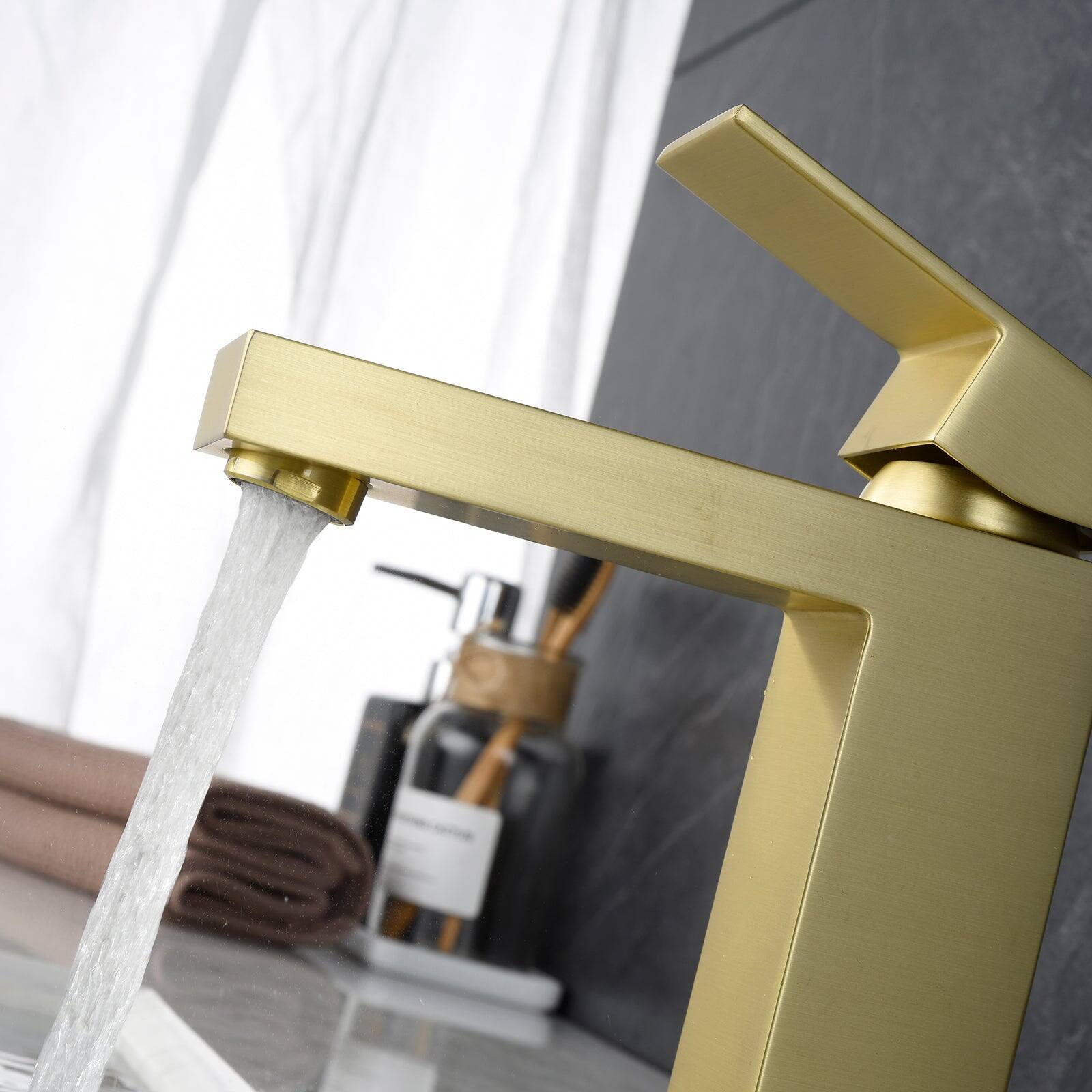 Alt View 7. Boyel Living - Single Handle Single Hole Short Bathroom Faucet Brushed Gold with Supply Lines Modern Durable Easy Install - Brushed Gold - Short.