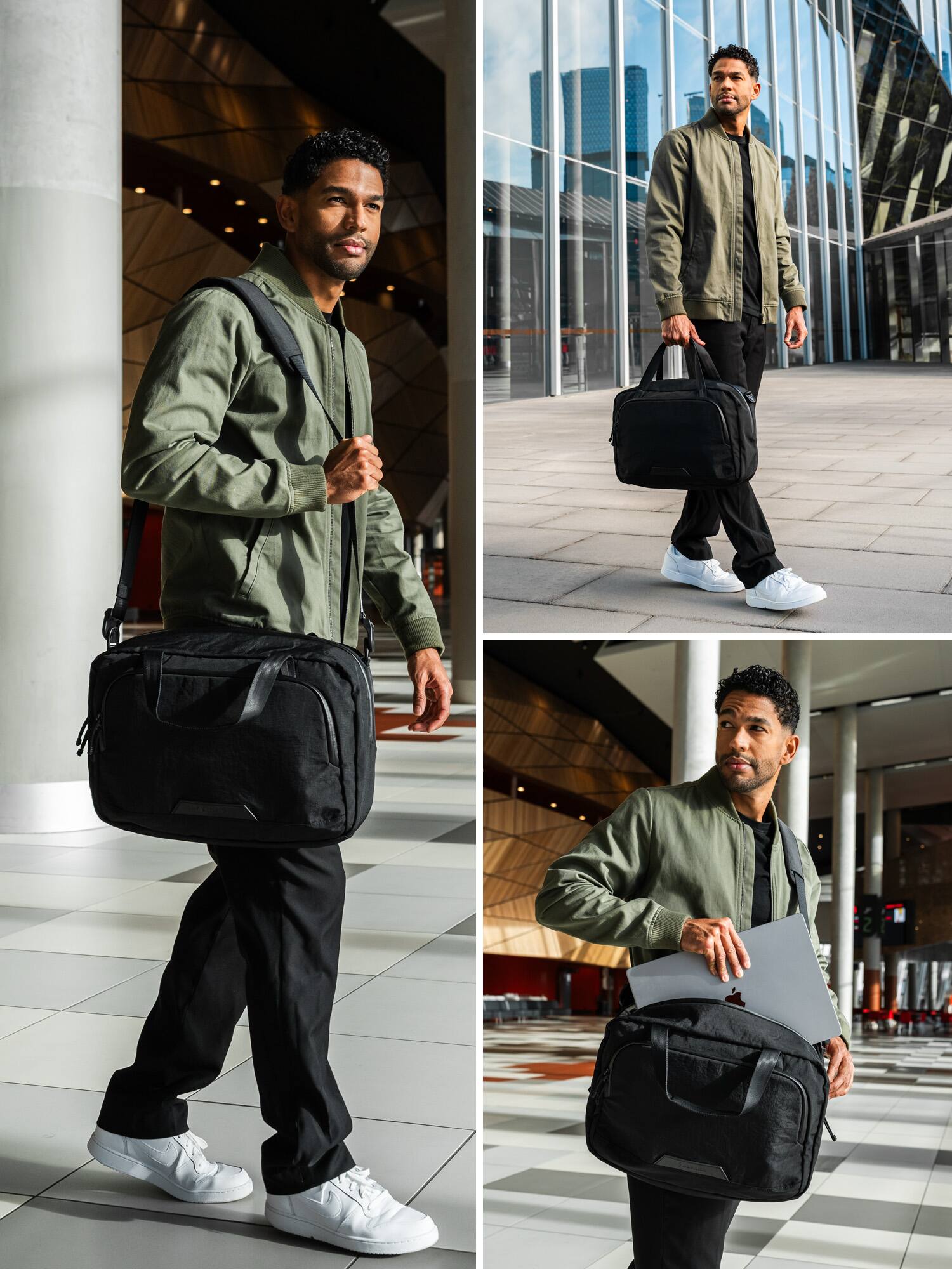 Angle. ALPAKA - Bravo Brief 16 Inch Laptop Briefcase,Messenger Bag for Men and Women, Business Shoulder Bag for Work Travel - Black Axoflux 400D Ripstop Nylon.