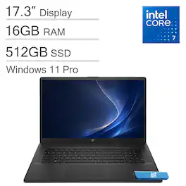 HP - Upgraded - 17 Essential 17.3'' FHD Business Laptop - Intel Core 7 150U - 16GB Memory - 512GB SSD - Narrow Bezel - Numeric Keypad - Black